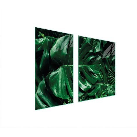 Glasplatte und Schneidebrett 100x52 MONSTERA