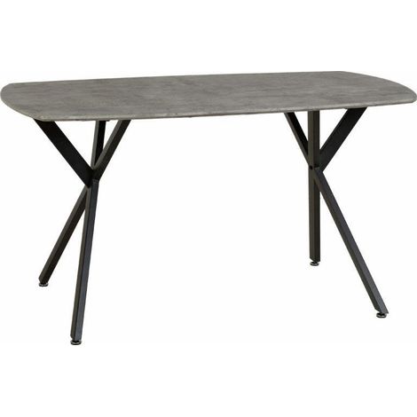 Athens Rectangular Dining Table - L80 x W140 x H75 cm - Concrete Effect/Black (1/3)