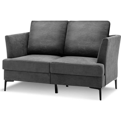 GOPLUS Canapé 2 Places, 141x80x72cm, avec Coussins Amovibles, Accoudoirs Ergonomiques, Pieds Antirouille Surélevés, Charge 340 kg (1/5)