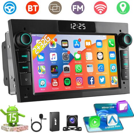 Autoradio 7'' pour Opel Astra H Corsa C D Meriva Android 15 32/64G CarPlay GPS BT RDS - 2+32G DAB+ MIC CAM (1/5)