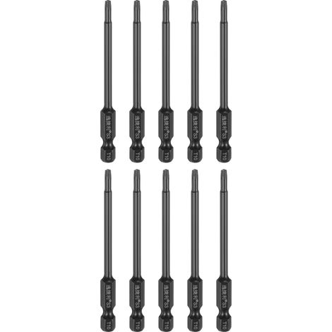 10Pcs Embout De Tournevis T10 Torx Longueur 75mm/3" Acier S3 Noir (1/5)