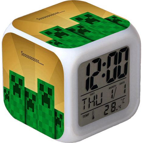 Réveil numérique multifonction Minecraft Édition LED