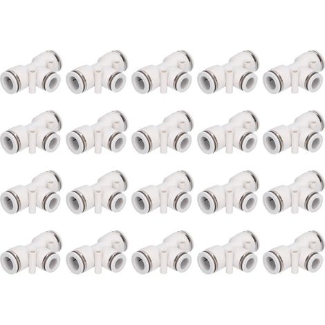 Lot de 20 raccords plastique en T à emboîtement rapide 3 voies pour tubes PE10, connexion push-fit pour canalisations multiples (1/5)
