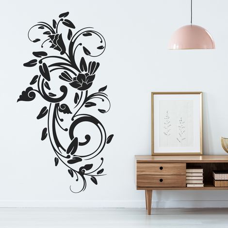 Sticker Mural - Fleurs - 17x30 cm - Noir (1/3)