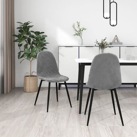 Chaises à manger, Chaises à dîner, Fauteuils de Relaxation lot de 2 Gris clair Velours BGT96042 (1/5)