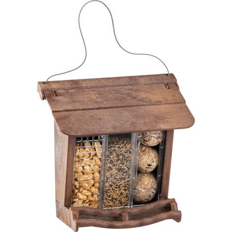 Ferplast JOK 11 Mangeoire abri pour oiseaux sauvages. Variante JOK 11 - Misure: 23.5 x 13 x h 23 cm - Marron (1/5)