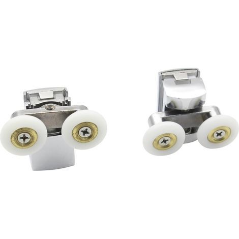 Lot de 2 rouleaux de porte de douche en alliage de zinc massif de 23 mm de diamètre, roues doubles pour porte de douche, cabine de douche, pièces de rechange pour porte de douche (1/5)