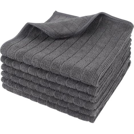 Panni in microfibra, grigi, per cucina, super assorbenti e morbidi, panni per la pulizia della casa, multifunzionali, per spolverare, 30 cm x 30 cm, 6 pezzi (1/5)