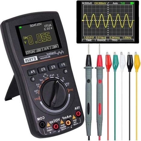 Oscilloscope multimètre LED professionnel 2,4 pouces Écran de couleur ET828 Haute résolution 2.5 Témlement d'échantillonnage MSPS TESTAGE Intelligent Oscilloscope numérique Graphical