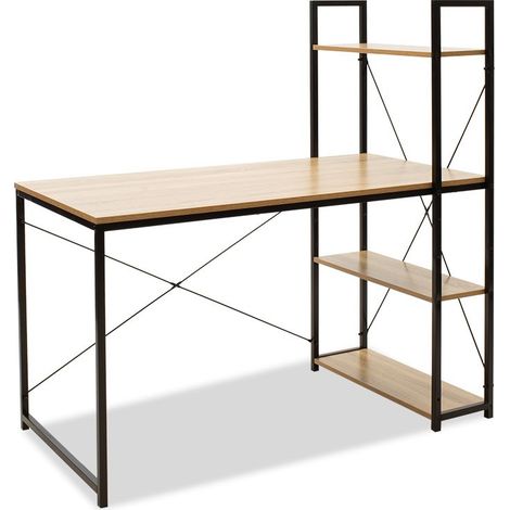 bureau étagère ramus bois naturel-noir 122x64x120c m (1/5)