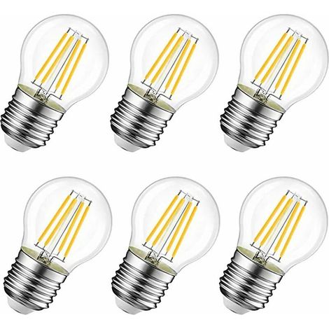 E27 G45 LED-Filamentlampe, 6 W entspricht einer 60-W-Halogenlampe im Vintage-Stil, warmweiß 600 lm 2700 K, nicht dimmbar, 6er-Pack. (1/5)