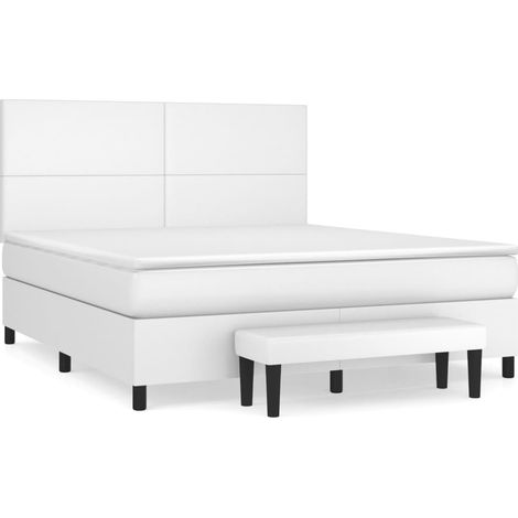 Maison Exclusive - Giroletto a Molle con Materasso Bianco 160x200 cm in Similpelle