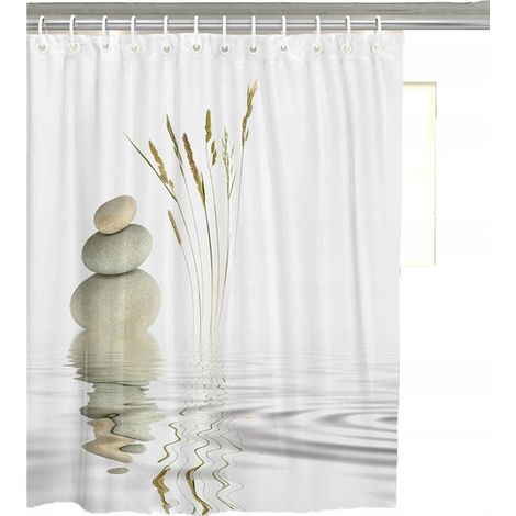 Rideau de douche avec 12 anneaux pour la fixation, 150x180 cm, débit d'eau(A) (1/5)