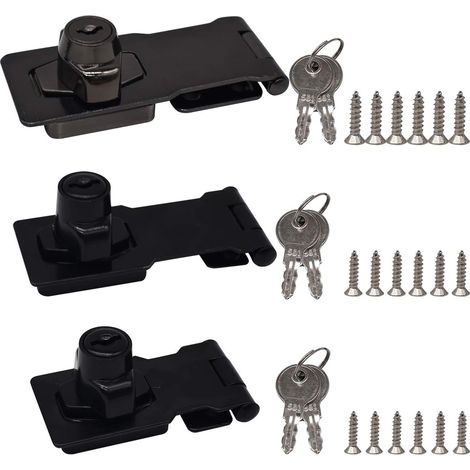 3 Pièces Moraillon De Verrouillage Alliage Zinc Cadenas Moraillon Tiroir Armoire Serrures Boulon De Porte Loquet Boucle Avec Cadenas Et Clé Moraillon Verrouillage Pour Portes Placards Tiroirs