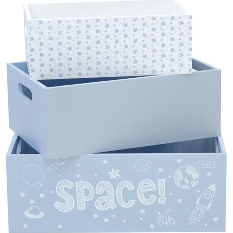 Space Set 3 cajas de mdf azules 15x40x28/13x35x23/11x30x18cm (1/3)