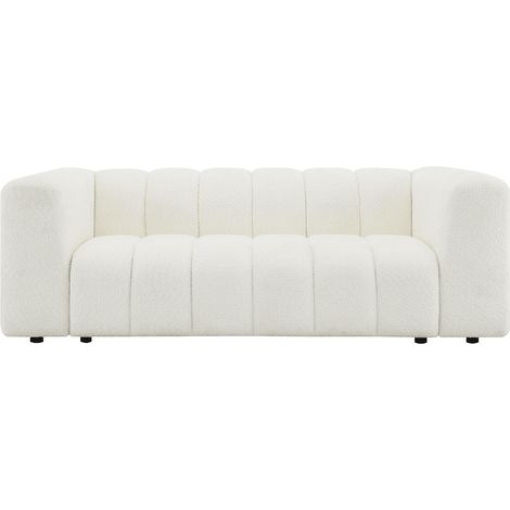 Deco In Paris – Canapé droit 3 places en tissu bouclette écru – Assise profonde et accoudoirs épais – Style contemporain pour salon (1/5)