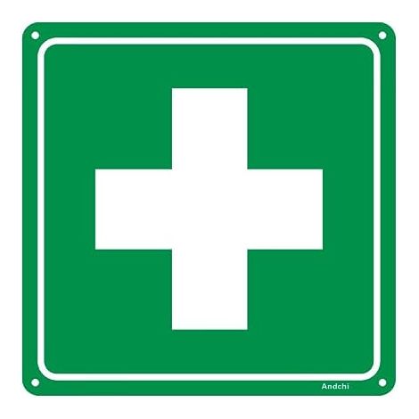 2-pièces Panneau Premiers secours Panneaux de sécurité Signaux de secours Vert avec croix blanche pour voie de secours, sortie de secours, marquage de sécurité (1/5)