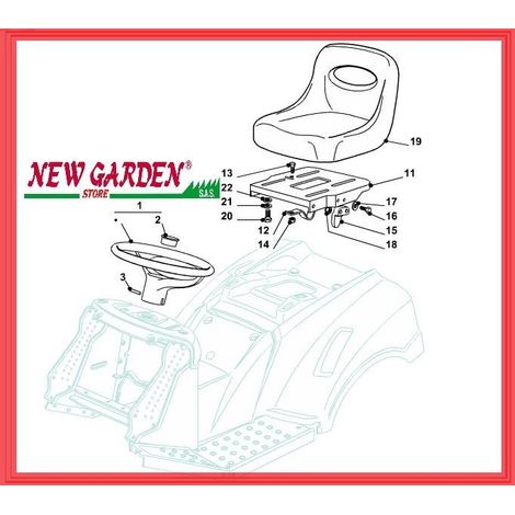 Esploso sedile volante trattorino 92cm TC 12 5/92 G CASTELGARDEN GGP STIGA 1 VOLANTE 125961201/0