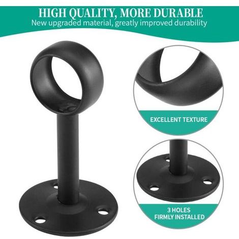 Soporte de pared para barra de cortina, 2 piezas, acero cromado, montaje en techo o pared, diseño discreto y robusto. (1/3)