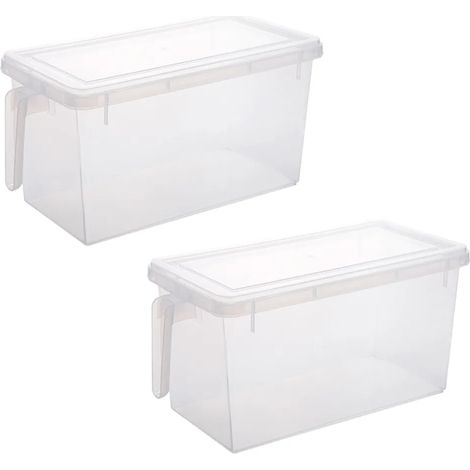 Boîte de rangement avec couvercle et poignée, transparente, adaptée au réfrigérateur, modèle 2 x-AquaForge (1/5)