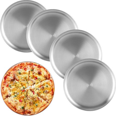 5 Pièces Assiette A Pizza 30 cm, Plaque Pizza Ronde en Acier Inoxydable 201 pour Four, Service, Barbecue et Nettoyage Facile au Lave-Vaisselle (1/5)