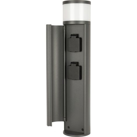 Palo di illuminazione con prese 230V 1xG9 grigio scuro IP54 SU-MA EL3113 (1/5)
