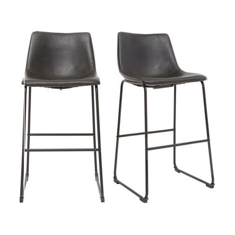 Set di 2 sgabelli da bar vintage PU nero 73cm NEW ROCK (1/5)