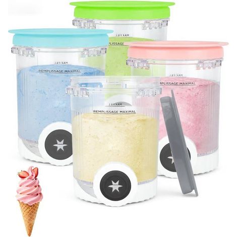 Pot Pour Ninja Swirl By Creami - 4 Pièces Récipient Pour Ninja Creami Nc701Eu Nc700, Bacs à Crème Glacée Avec Couvercles étanches,