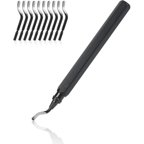 Outil D'ébavurage Manuel, 1 Manche en Métal + 11 Lames BS1010 HSS Lames D'ébavurage Rotatives en Métal à 360° pour Tuyaux D'impression 3D, Plastique, Aluminium, Cuivre, PVC et Acier (1/5)