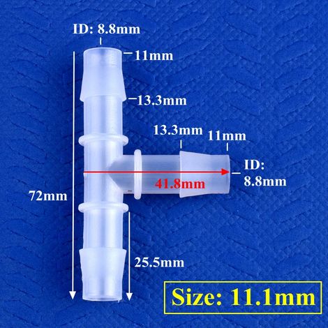 (11,1 mm - 50 pièces) Raccords en T en plastique PP pour tuyau d'irrigation de jardin, adaptateur pour réservoir d'aquarium, tuyau de pompe à air, raccords en T de type pagode (1/5)