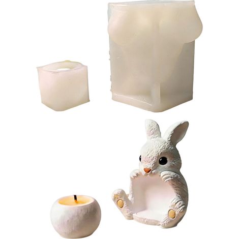 Molde pequeño con forma de conejo para velas de jabón y chocolate. (1/2)