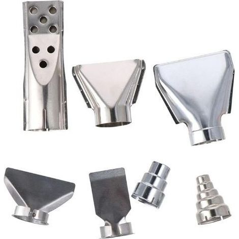 7Pcs Stainless Steel Heat Gun Nozzle Attachments Kit for Hot Air Gun, 35mm Nozzles for Soldering Station and Shrink Wrap, Heat Blower Tool Accessories Set (1/5)