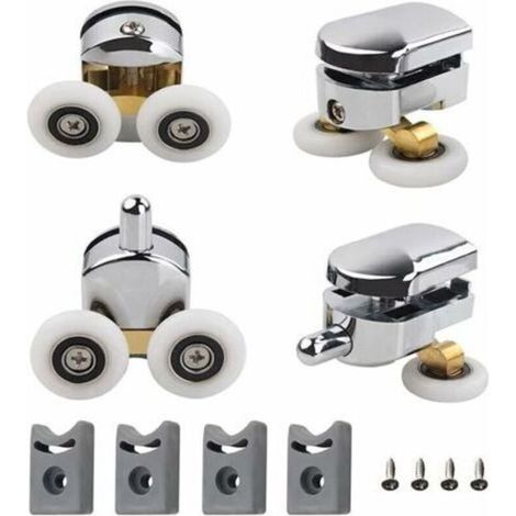 （ 23mm）Roulettes Doubles de Rechange Lot de 4 Roulettes Doubles Roues de Fixation de Rechange Roulette Porte Coulissante Galet Porte Rouleau Roulette Roue Roulettes pour Porte de Douche