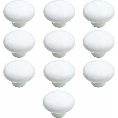 Bouton Porte 10 PCS 33mm Céramique Poignée Porte de Cuisine Armoire à Tiroirs Porte Boutons Blanc (1/4)