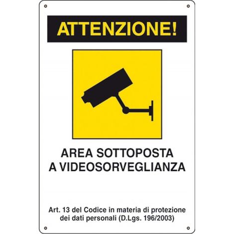 TrAdE Shop Traesio - Cartello Attenzione Area Sottoposta A Videosorveglianza Segnaletica Direzionale Sicurezza -
