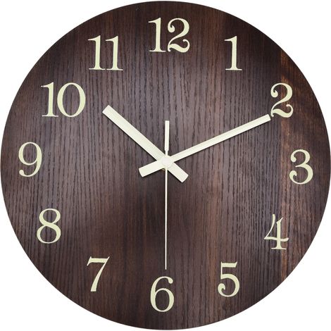 Horloge Murale Rétro Design Silencieuse à Mouvement Quartz 3D Luminiscente pour Salon Chambre Bureau Cuisine (1/5)