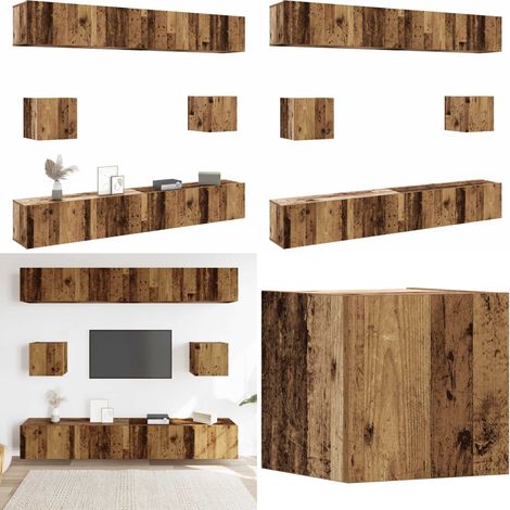vidaXL Ensemble de meuble TV mural 6 pcs vieux bois bois d'ingénierie (1/5)