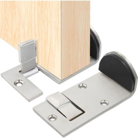 Lot2 Butée de porte au sol Butée de porte en acier inoxydable pour chambre à coucher,hôtel,voyage,porche,appartement,balcon,location,restauration rapide,garage,atelier,manger (1/5)