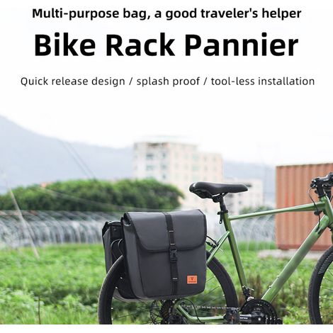 GARRYFIZH Sacoche de vélo étanche grande capacité, fixée sur porte-bagages arrière, résistante à l’eau (1/5)