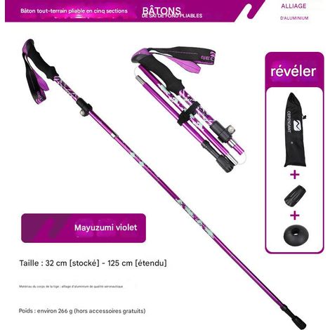 Faltbare Trekkingstöcke, Teleskop-Trekkingstöcke, 105-125 cm lang, Nordic-Walking-Stöcke, lila.