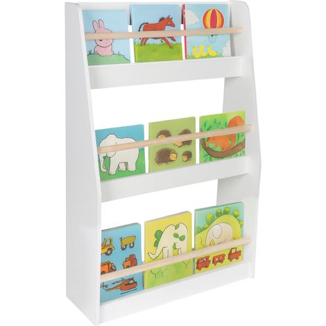 Relaxdays children's bookshelf, 3 open compartments, HxWxD: 90 x 60 x 20 cm, toy storage shelf, white/natural (1/5)