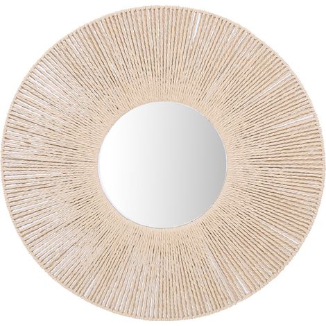 Specchio da parete rotondo in corda di carta naturale 60 cm (1/4)
