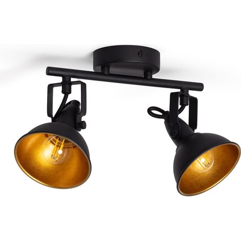 Ledkia – Plafonnier orientable 2 spots en métal noir – Design élégant pour intérieur – Ampoules E14 non incluses – Idéal pour salons et vitrines (1/5)