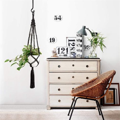Support pour plante suspendue avec crochet pour panier/pot de fleurs de 25 cm (10 pouces), noir (1/5)