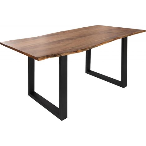 Table à manger 220x100 Acacia laqué Bois naturel / Anthracite mat FREEFORM