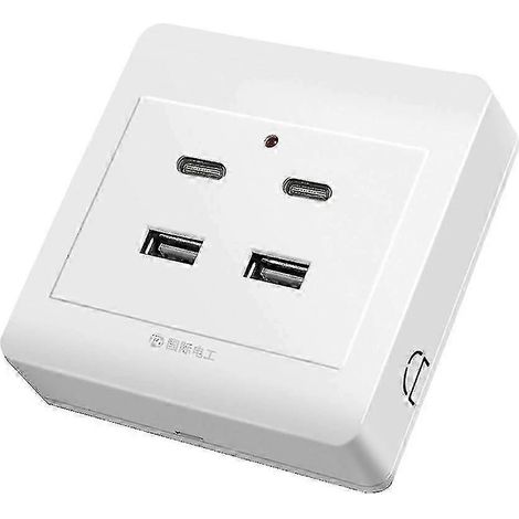 Prise murale USB avec ports Type-C, charge rapide, prise standard UE, 3 ports USB certifiés conformes aux normes de sécurité (1/4)