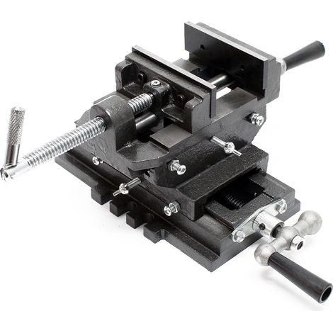 Wiltec – Étau de fraisage 2 axes 75 mm – Fixation facile – Axes réglables – Mâchoires en fonte trempée – Pour perçage précis