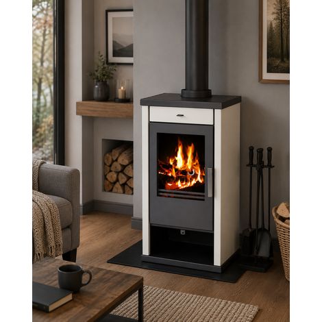 Stufa a legna Victoria Vanessa Lux da 7,52 kW colore avorio (1/5)