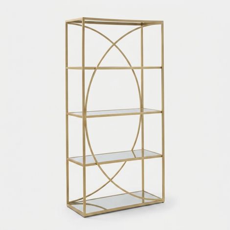 Bibliothèque Glamour métal doré et miroir design (1/5)