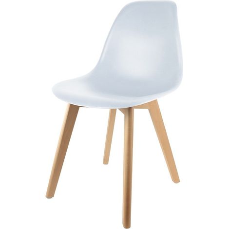 The Home Deco Factory – Chaise scandinave coque blanche – Assise en polypropylène – Pieds en bois brut – Hauteur d'assise 41,5 cm – Dimensions 50x46,3x83 cm (1/3)